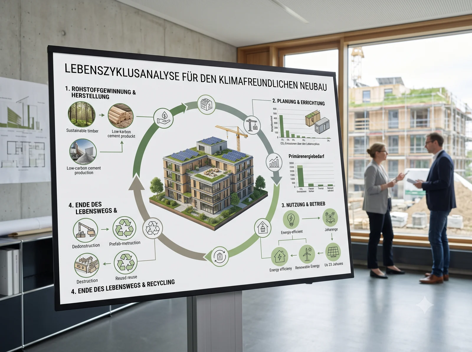 Schema einer Lebenszyklusanalyse mit Bilanzgrenzen und Bewertungsschritten